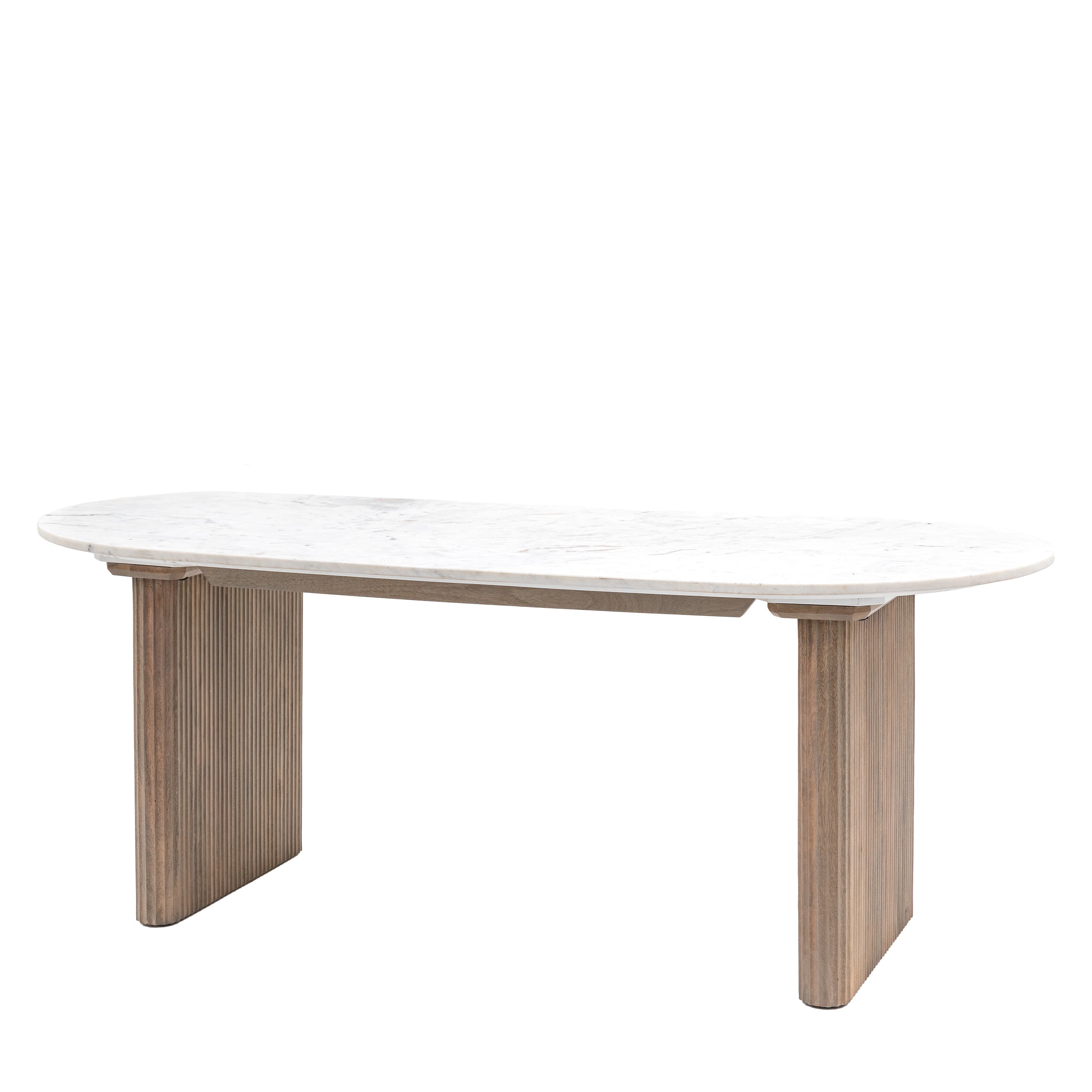 Francesco Grey Mango Wood & White Marble Dining Table | 6 Seater